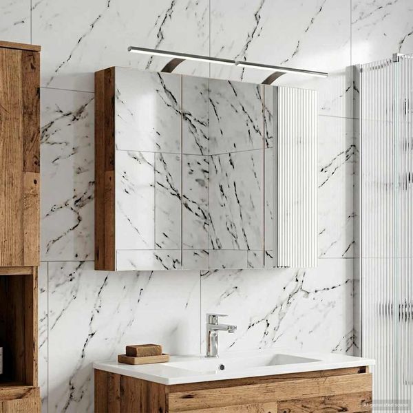 vidaXL Badezimmerspiegelschrank mit Regal Altholz 100 x 14,5 x 70 cm 889133
