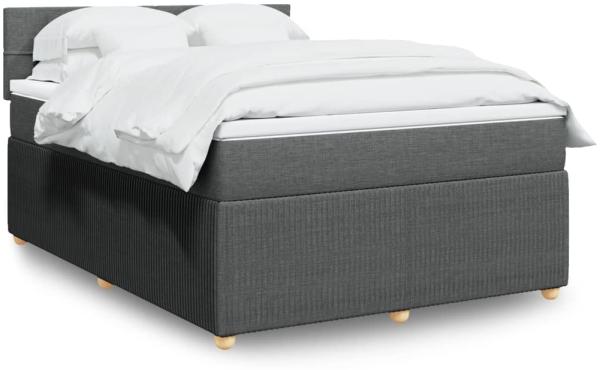 vidaXL Boxspringbett mit Matratze Dunkelgrau 140x190 cm Stoff 3289752