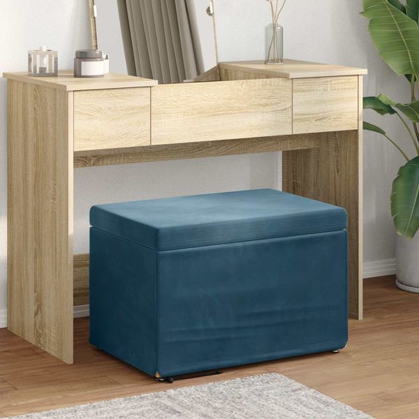 vidaXL Hocker Blau 61 x 41 x 40 cm Samt und Engineering Holz 876764