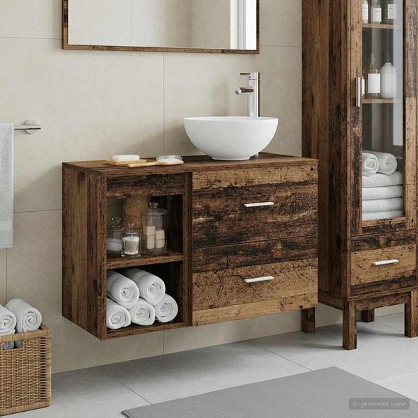 vidaXL Badezimmermöbel-Set 2 pcs Altholz Holzwerkstoff 3403878