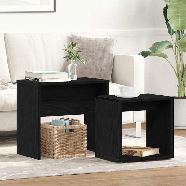 vidaXL Couchtische 2 Stk. Schwarz Eichen-Optik Holzwerkstoff 862016