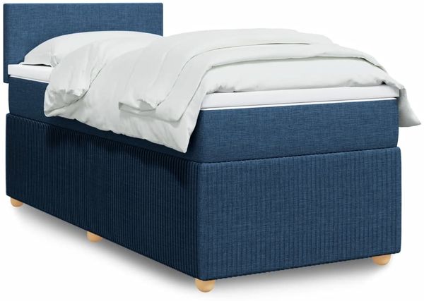 vidaXL Boxspringbett mit Matratze Blau 90x200 cm Stoff 3287338