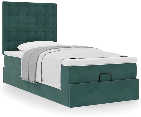 vidaXL Ottoman-Bett mit Matratzen Dunkelgrün 90x200 cm Samt 3313592 Bild 4