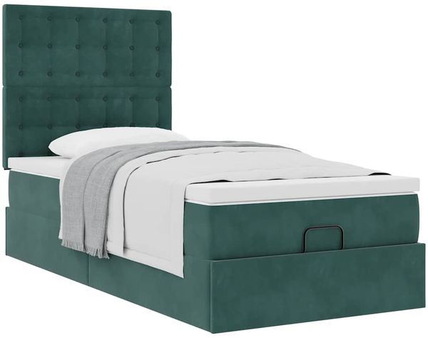 vidaXL Ottoman-Bett mit Matratzen Dunkelgrün 90x200 cm Samt 3313592 Bild 5