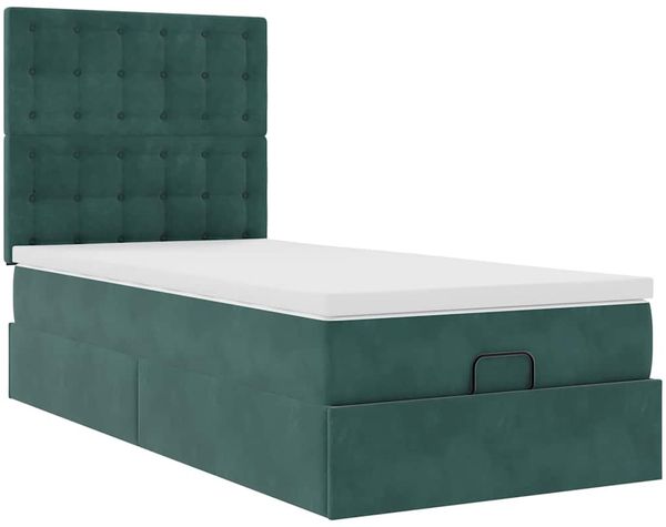 vidaXL Ottoman-Bett mit Matratzen Dunkelgrün 90x200 cm Samt 3313592 Bild 6