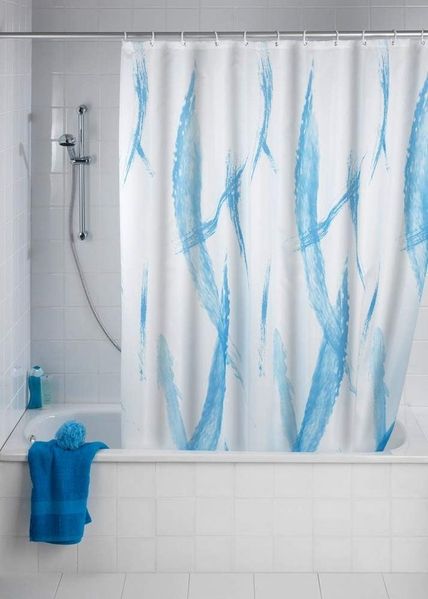 WENKO Duschvorhang Badevorhang waschbar, mit 12 Duschvorhangringen, 100 % Polyester