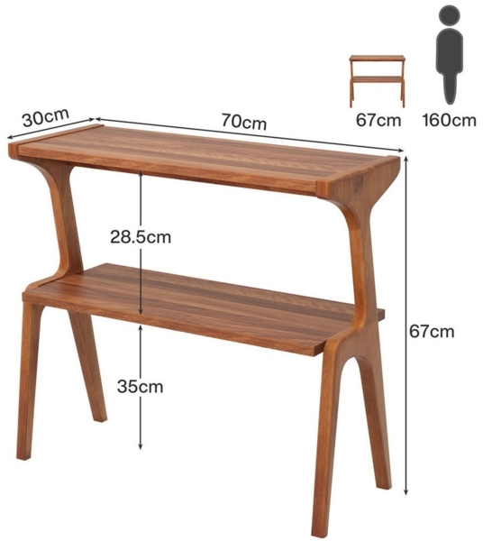 Tribesigns Beistelltisch 2-tier Sofatisch mit Massivholzbeinen, Beistelltisch mit Ablagefläche Bild 3