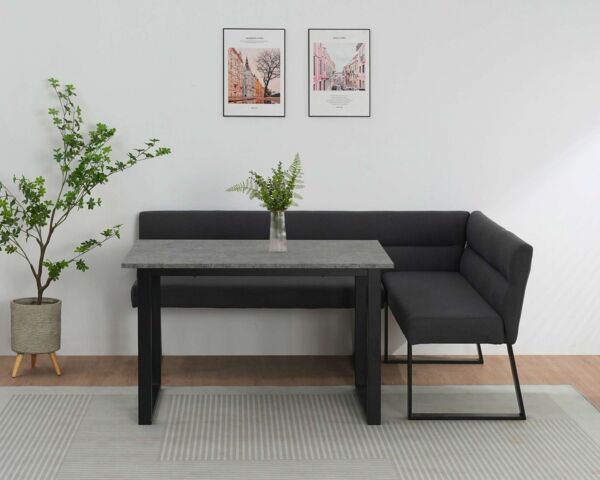 OTTO home Essbank Ivanna, schwarzes Metallgestell, Webstoff Bezug, Breite 193/152