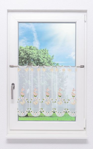 Scheibengardine Plauener Spitze - Frühjahr (Bx H) 163cm * 49cm Gelb/gelborange