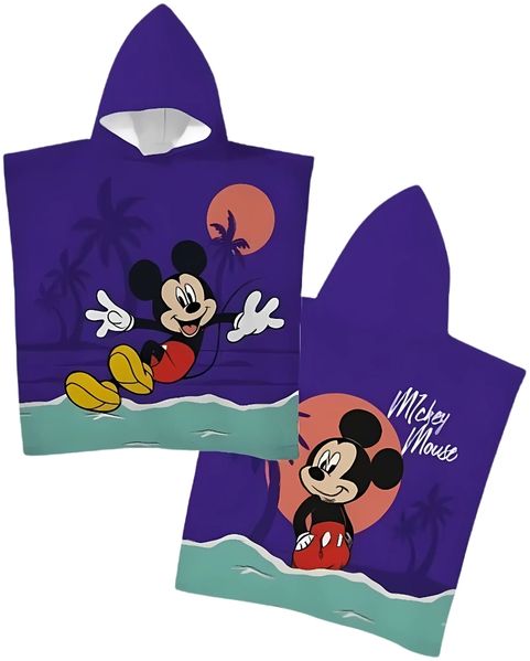 Disney Mickey Mouse Kinder Badeponcho mit Kapuze (1 Stück) aus Polyester 55 x 110 cm