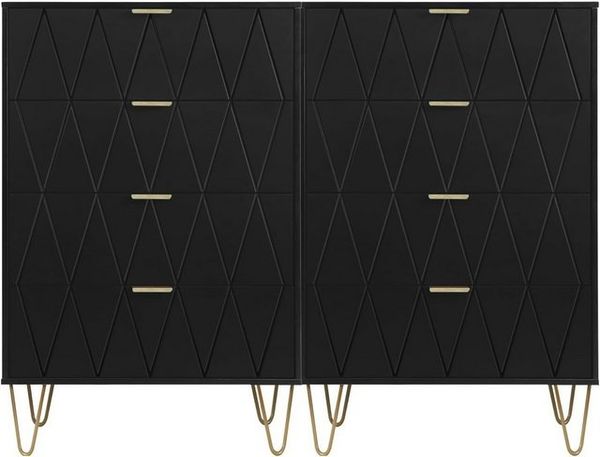 UEV Kommode mit 4 Schubladen 2er Set, Sideboard für Schlafzimmer,Wohnzimmer (Mehrzweckschrank aus Holz, 120 x 34 x 91 cm), Aufbewahrungskommode, Schrank für Wohnzimmer,Schlafzimmer,Flur Bild 4
