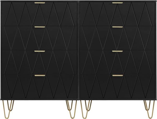 UEV Kommode mit 4 Schubladen 2er Set, Sideboard für Schlafzimmer,Wohnzimmer (Mehrzweckschrank aus Holz, 120 x 34 x 91 cm), Aufbewahrungskommode, Schrank für Wohnzimmer,Schlafzimmer,Flur