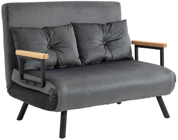 HOMCOM Relaxsessel mit Bettfunktion, Polstersofa mit verstellbarer Rückenlehne, Gästebett, Dunkelgrau, 102 x 73 x 81 cm