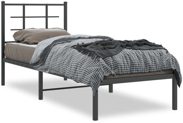 Einzelbettgestell Design für Erwachsene mit Kopfteil Metall Schwarz 75x190 cm d2750e