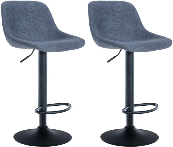 CLP 2er Set Barhocker Loft mit Rückenlehne und 360 drehbar,blau Stoff