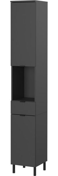 Germania Hochschrank GW-Arcena 1393-547, in Graphit, gedämpfte Türen und Schublade, 30 x 190 x 34 cm (BxHxT)