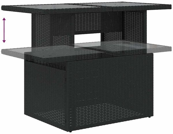 vidaXL 9-tlg. Garten-Sofagarnitur mit Kissen Schwarz Poly Rattan 3326497 Bild 11