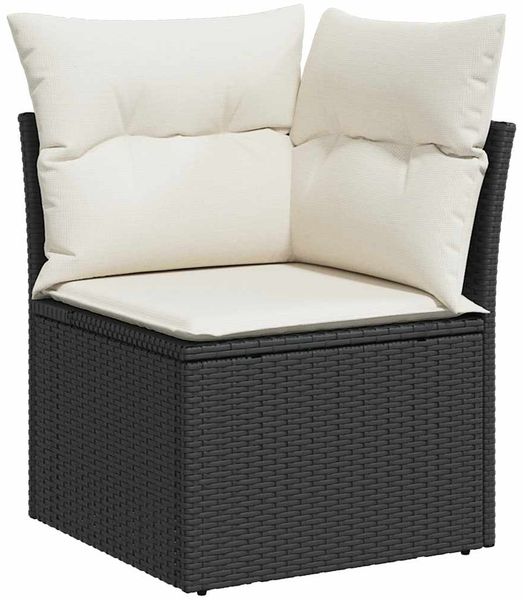 vidaXL 9-tlg. Garten-Sofagarnitur mit Kissen Schwarz Poly Rattan 3326497 Bild 4