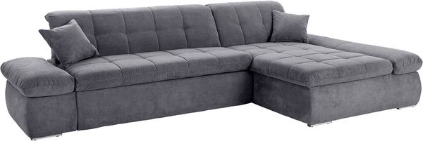 DOMO collection Ecksofa Moric Luxus - B/T/H 300/172/80 cm, XXL-Format, L-Form, 140kg Belastung/Sitz, in Cord, Chenille, Kunstleder