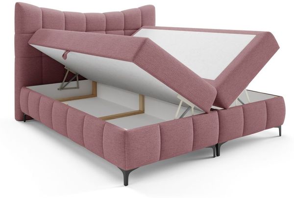 Boxspringbett Schlafzimmerbett CHARLES PREMIUM 180x200cm Stoff Aragon Bordeauxrot Bild 2