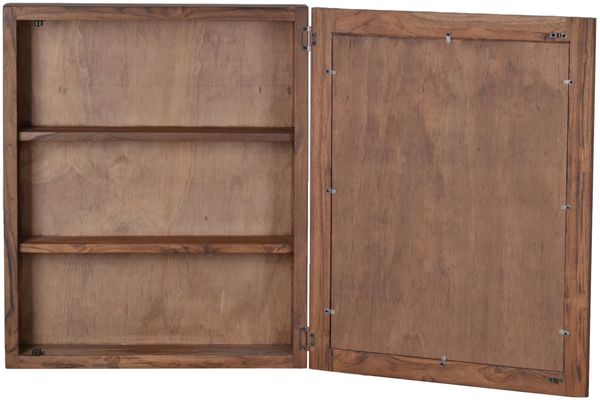 MiaMöbel Bad Spiegelschrank mit zwei Böden Glas, Massivholz Teak Modern Indien Indisch Bild 3