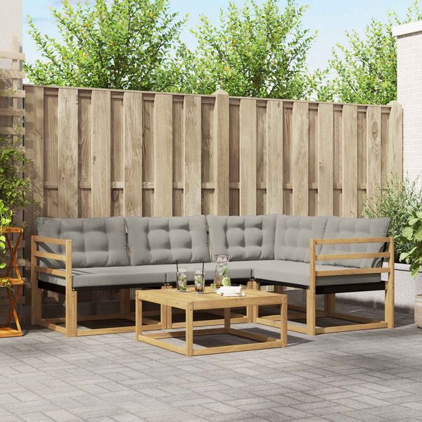 vidaXL Outdoor-Sofagarnitur 5 pcs Weiß und Hellgrau 79 x 79 x 37 cm 3388649