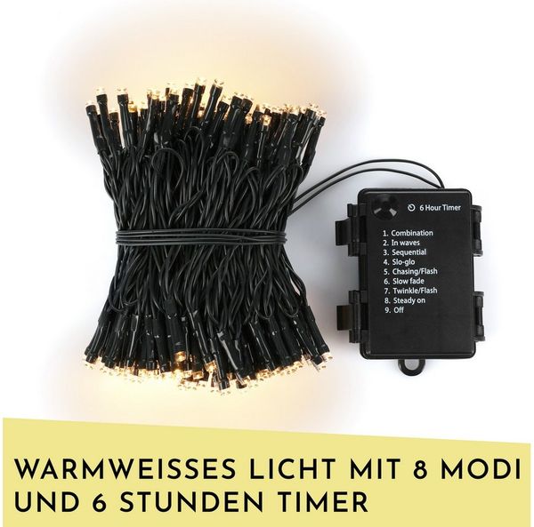 Nordstern LED-Lichterkette WarmWeiß von 24 bis 1.200 LED Weihnachtsdeko für Innen und Außen, Batteriebetrieben 192 LED - 14,5 m für Weihnachtsbaum