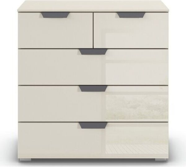 rauch Aditio Box, Kommode, 5 Schubladen, mit Glasfront, mit Softclose-Funktion, Farbe Beige, BxHxT 80x81x42cm Bild 2