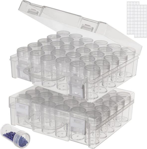 FELIXLEO Sortimentskasten 2er Set Diamond Painting Aufbewahrungsbox, 30 Gitter mit Stickern (1 St)