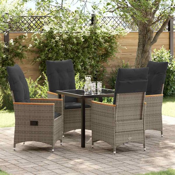 vidaXL Garten Essgruppe mit Kissen 5 pcs Grau Poly-Rattan 3379619