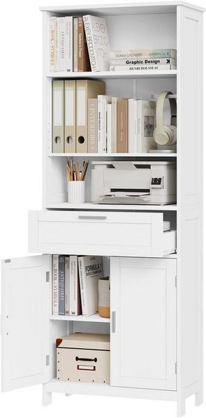 EUGAD Hochschrank (1-St) mit 2 Türen, 3 offenem Ebenen und 1 Schublade, Mehrzweckschrank