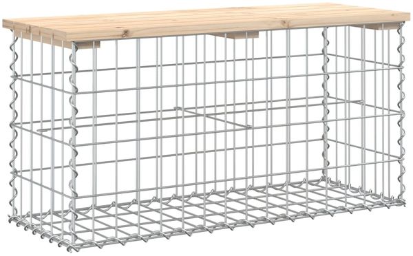 Gartenbank, Sitzbank aus Gabionen 83x31,5x42 cm Massivholz Kiefer
