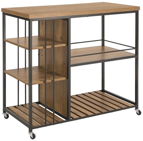SoBuy SVW18-F Kücheninsel, MDF, PVC-Furnier, Braun, 108 x 92 x 45 cm