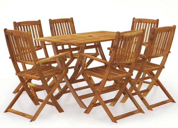 vidaXL 7-tlg. Garten-Essgruppe Klappbar Massivholz Akazie 3060194