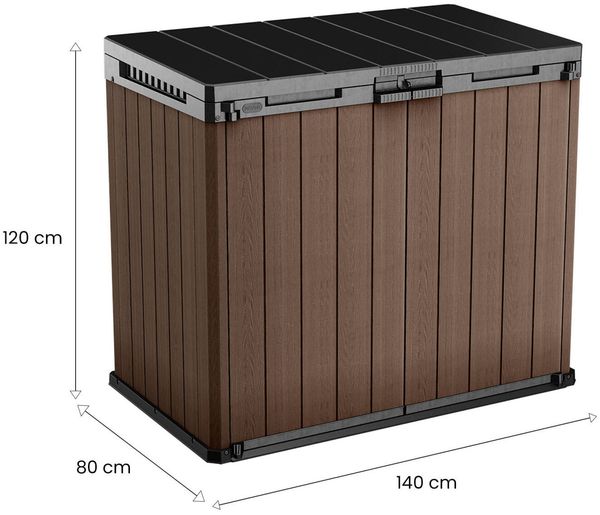Dmora Gartenschrank Napanee, Gartenmöbel, Mehrzweck-Gartenschrank, Container für Balkon oder Garage, 140x80 h120 cm, Braun Bild 3