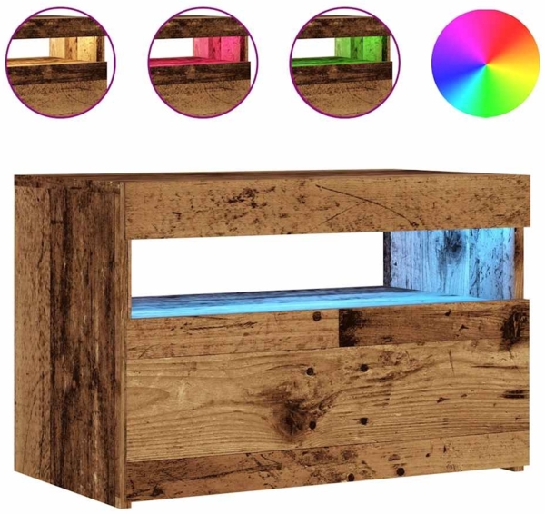 vidaXL TV-Schrank mit LED-Leuchten Altholz-Optik 60x35x40 cm 856309