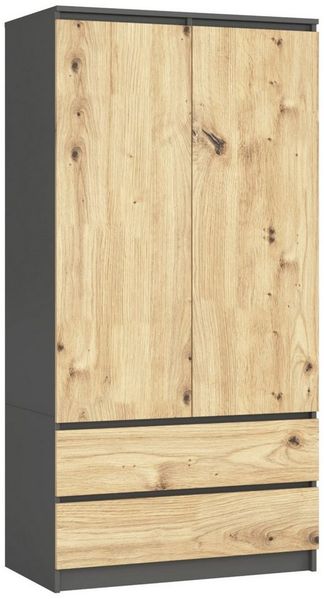 Raumhirsch Furniture Kleiderschrank - Vielseitiger Stauraum - 2 Türen Stilvoller Schlafzimmerschrank, ideal für Jugendzimmer & Wohnzimmer