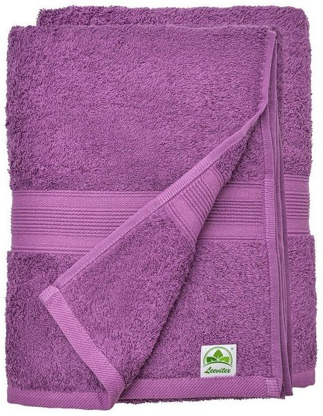 leevitex® Duschtuch 2er Set Duschtuch Frottier XL, 70 x 140 cm, saugfähig und fusselfrei, gestreifte Bordüre