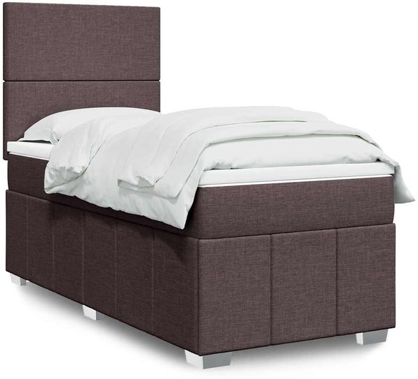 vidaXL Boxspringbett mit Matratze Dunkelbraun 90x200 cm Stoff 3293847