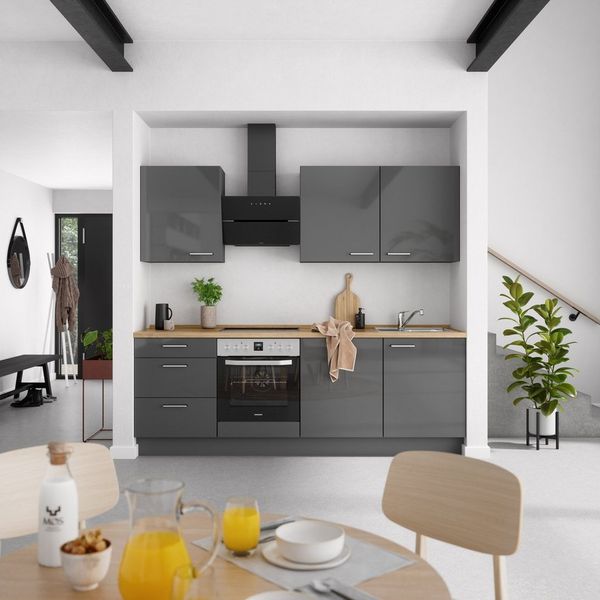 nobilia® Küchenzeile "Flash II", NEU: individuell anpassbar mit gratis Profi-Beratung, vormontiert, Breite 240 cm, Ausrichtung wählbar, wahlw. mit E-Geräten