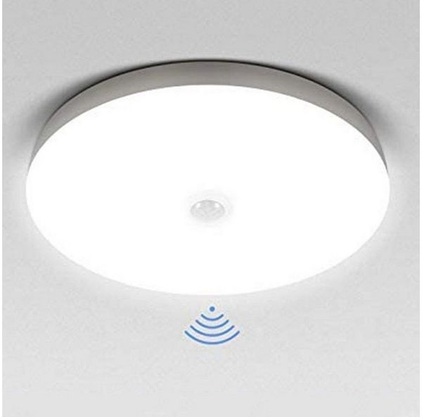 LETGOSPT Deckenleuchte LED Deckenleuchte mit Bewegungsmelder Sensor Leuchte Balkon Lampe, IP54 Wasserfest, LED fest integriert, Kaltweiß, 18W 1800LM, Deckenlampe 6500K für Balkon Flur Garage Treppe Gang