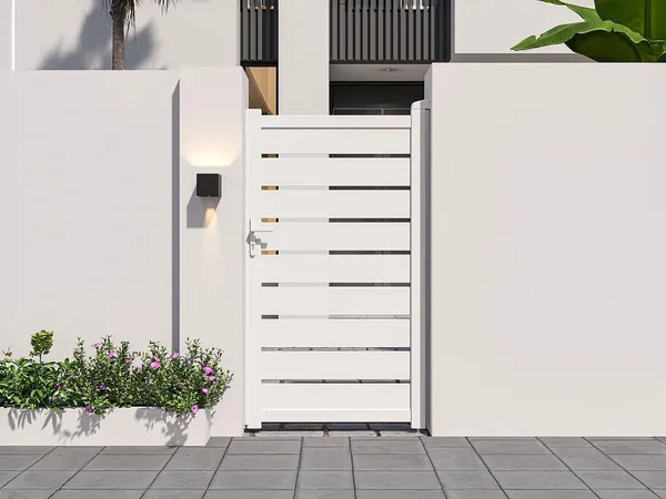 Vente-unique - PRIMO Side gate Metall Weiß - B 4,6 cm x H 178 cm x L 100 cm