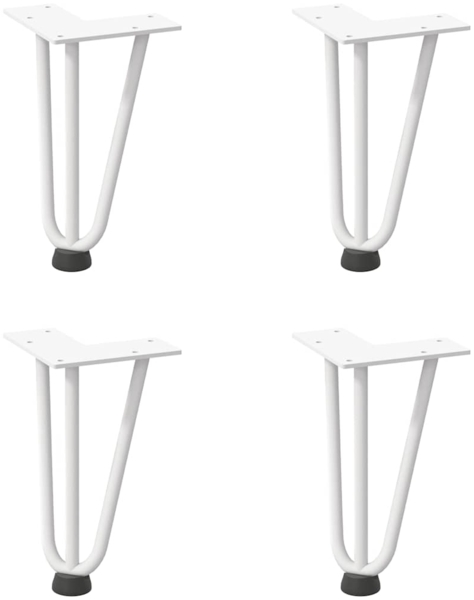 vidaXL Haarnadelbeine für Couchtisch 4 Stk. Weiß 20 cm Massivstahl 4012433 Bild 1