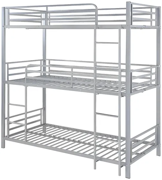 Vente-unique - ELOUAN Bett Metall Silberfarben - B 103 cm x H 205 cm x L 200 cm