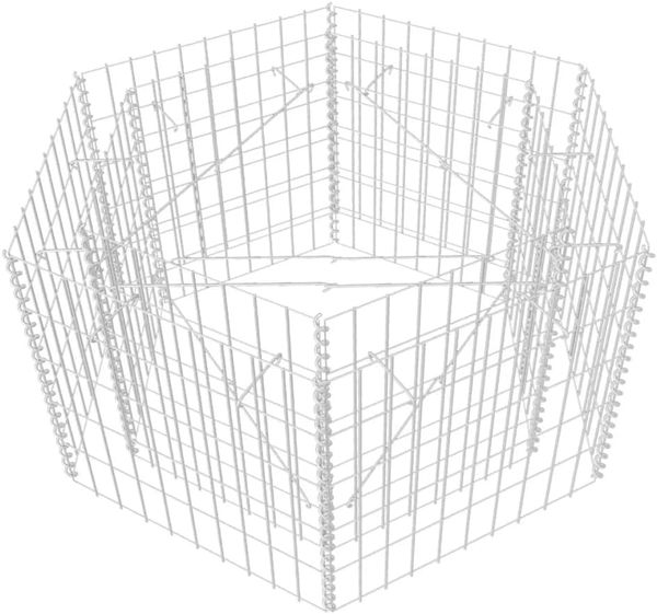 Hochbeet Gabione 6-eckig LISSA aus Stahl 90×100×50cm Steinkorb Gabionengitter Ziergabione Steingabione Drahtkorb befüllbar