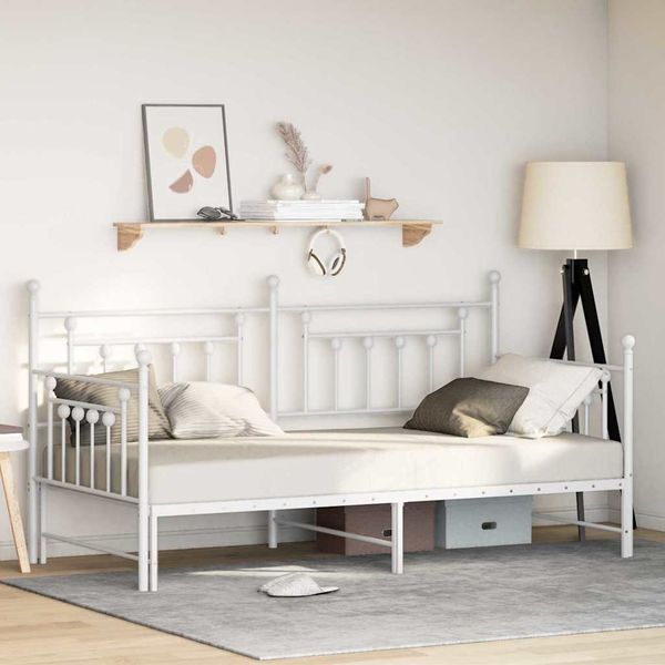 vidaXL Tagesbettrahmen Weiß 90 x 190 cm Stahl 42002679