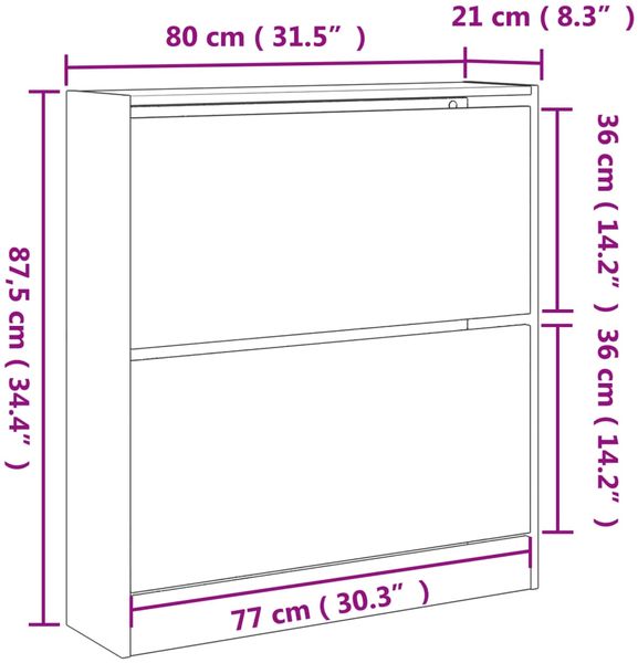 vidaXL Schuhschrank Weiß 80x21x87,5 cm Holzwerkstoff 839917 Bild 9