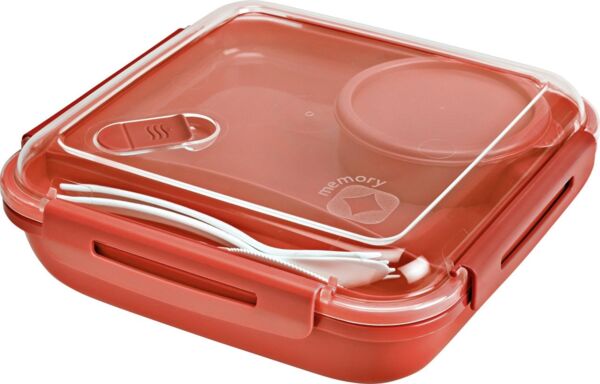 Rotho Lunchbox Memory 1,1 l, 19,5 x 19,5 x 9,1 cm, papaya rot