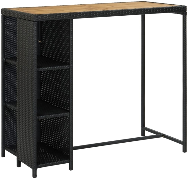 vidaXL 5-tlg. Gartenbar-Set mit Kissen Poly Rattan Schwarz 3064920