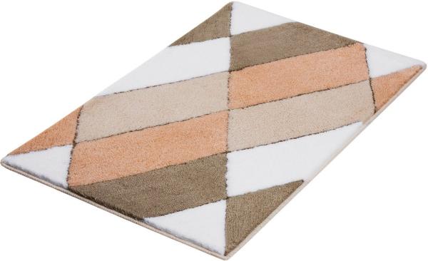 Kleine Wolke Badematte Ayana, Höhe 15 mm, rutschhemmend beschichtet, fußbodenheizungsgeeignet, Polyacryl, rechteckig, Badteppich, modernes Rauten Design, leichter Hoch-Tief Effekt